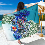 Personalized Port Adelaide Football Power Sarong Tropical Hibiscus Flowers - Pacific Fusion Style