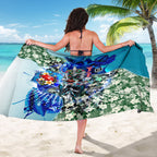 Personalized Port Adelaide Football Power Sarong Tropical Hibiscus Flowers - Pacific Fusion Style