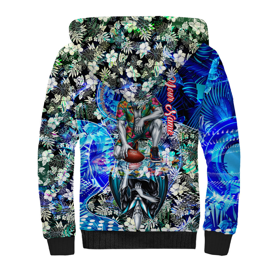 Personalized Port Adelaide Football Power Sherpa Hoodie Tropical Hibiscus Flowers - Pacific Fusion Style