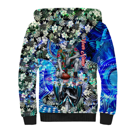 Personalized Port Adelaide Football Power Sherpa Hoodie Tropical Hibiscus Flowers - Pacific Fusion Style