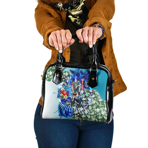 Personalized Port Adelaide Football Power Shoulder Handbag Tropical Hibiscus Flowers - Pacific Fusion Style