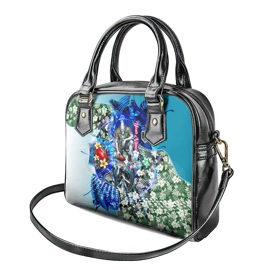 Personalized Port Adelaide Football Power Shoulder Handbag Tropical Hibiscus Flowers - Pacific Fusion Style