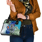 Personalized Port Adelaide Football Power Shoulder Handbag Tropical Hibiscus Flowers - Pacific Fusion Style
