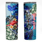 Personalized Port Adelaide Football Power Skinny Tumbler Tropical Hibiscus Flowers - Pacific Fusion Style