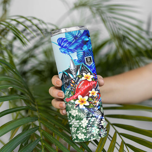 Personalized Port Adelaide Football Power Skinny Tumbler Tropical Hibiscus Flowers - Pacific Fusion Style