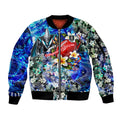 Personalized Port Adelaide Football Power Sleeve Zip Bomber Jacket Tropical Hibiscus Flowers - Pacific Fusion Style