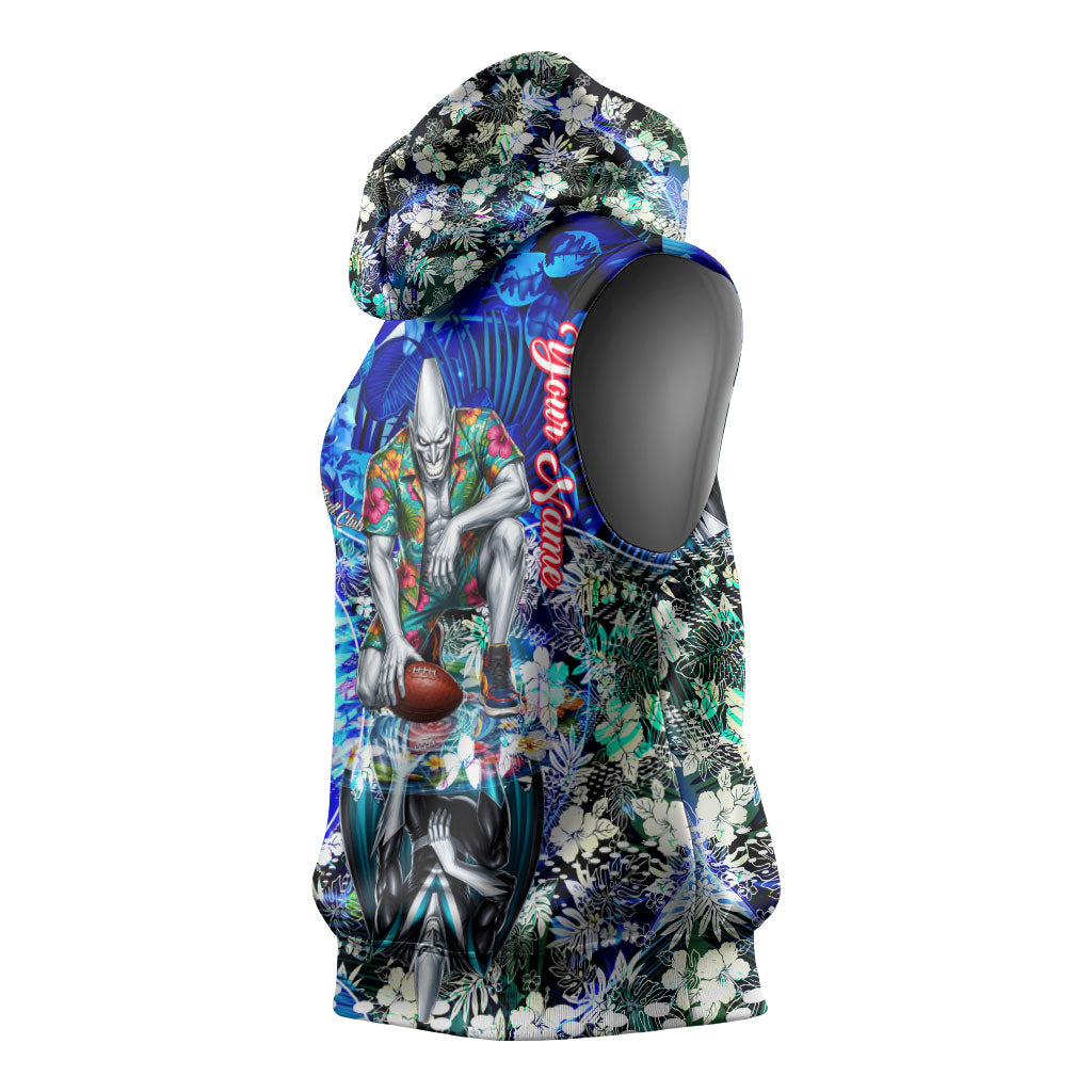 Personalized Port Adelaide Football Power Sleeveless Hoodie Tropical Hibiscus Flowers - Pacific Fusion Style