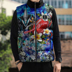 Personalized Port Adelaide Football Power Sleeveless Puffer Jacket Tropical Hibiscus Flowers - Pacific Fusion Style
