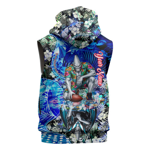 Personalized Port Adelaide Football Power Sleeveless Zip Hoodie Tropical Hibiscus Flowers - Pacific Fusion Style