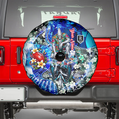Personalized Port Adelaide Football Power Spare Tire Cover Tropical Hibiscus Flowers - Pacific Fusion Style