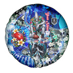 Personalized Port Adelaide Football Power Spare Tire Cover Tropical Hibiscus Flowers - Pacific Fusion Style