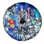 Personalized Port Adelaide Football Power Spare Tire Cover Tropical Hibiscus Flowers - Pacific Fusion Style