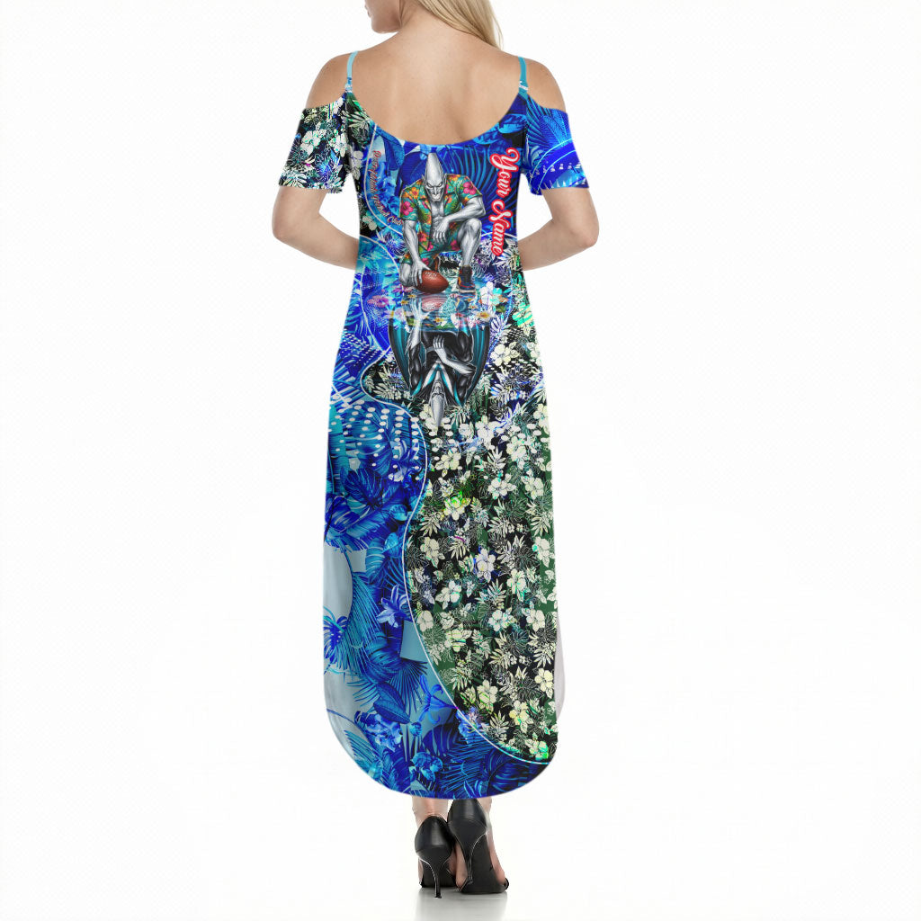 Personalized Port Adelaide Football Power Summer Maxi Dress Tropical Hibiscus Flowers - Pacific Fusion Style