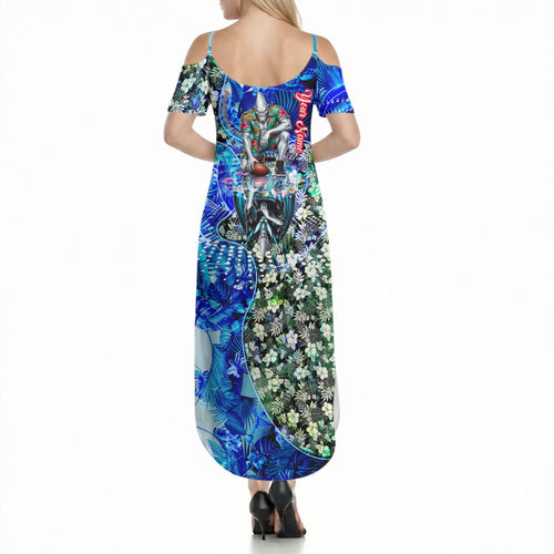 Personalized Port Adelaide Football Power Summer Maxi Dress Tropical Hibiscus Flowers - Pacific Fusion Style