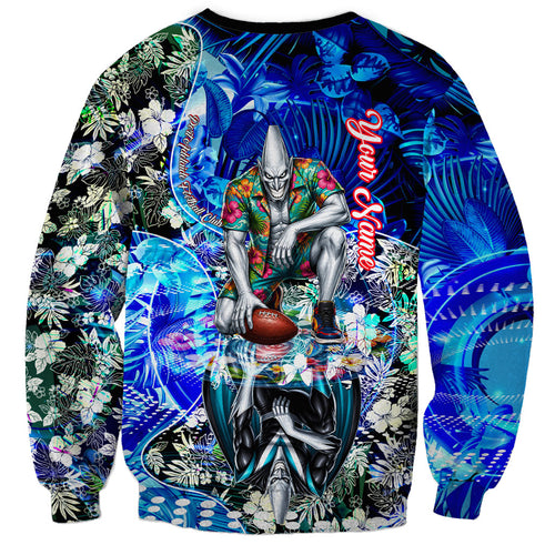 Personalized Port Adelaide Football Power Sweatshirt Tropical Hibiscus Flowers - Pacific Fusion Style