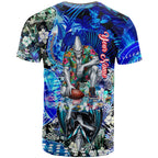 Personalized Port Adelaide Football Power T Shirt Tropical Hibiscus Flowers - Pacific Fusion Style