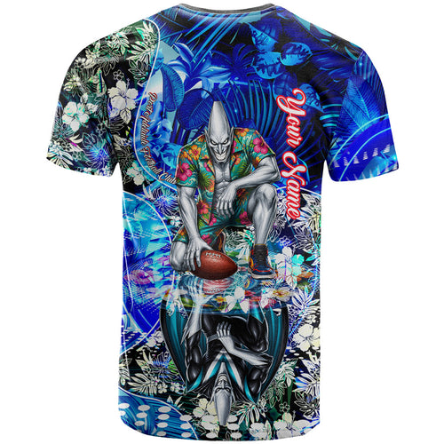 Personalized Port Adelaide Football Power T Shirt Tropical Hibiscus Flowers - Pacific Fusion Style