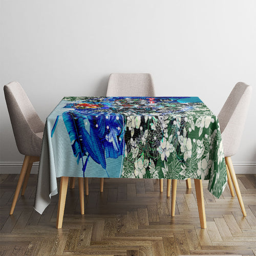 Personalized Port Adelaide Football Power Tablecloth Tropical Hibiscus Flowers - Pacific Fusion Style