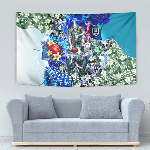 Personalized Port Adelaide Football Power Tapestry Tropical Hibiscus Flowers - Pacific Fusion Style