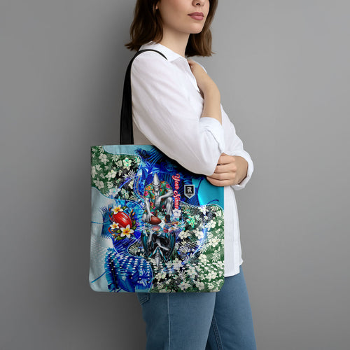 Personalized Port Adelaide Football Power Tote Bag Tropical Hibiscus Flowers - Pacific Fusion Style