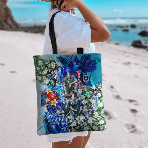Personalized Port Adelaide Football Power Tote Bag Tropical Hibiscus Flowers - Pacific Fusion Style