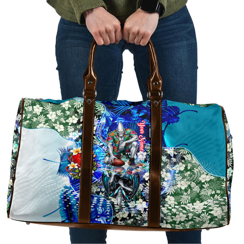 Personalized Port Adelaide Football Power Travel Bag Tropical Hibiscus Flowers - Pacific Fusion Style