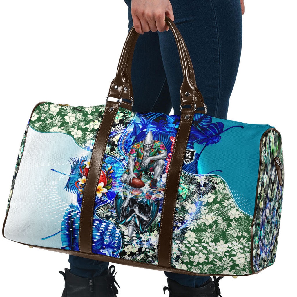 Personalized Port Adelaide Football Power Travel Bag Tropical Hibiscus Flowers - Pacific Fusion Style