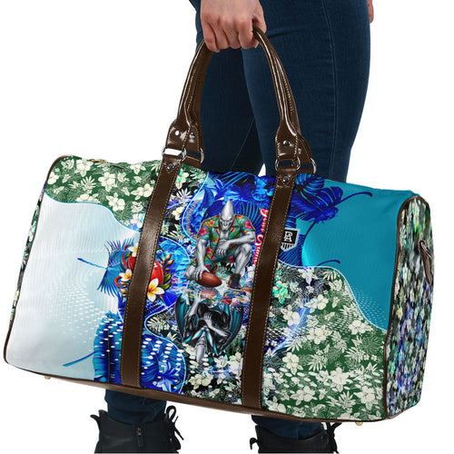 Personalized Port Adelaide Football Power Travel Bag Tropical Hibiscus Flowers - Pacific Fusion Style
