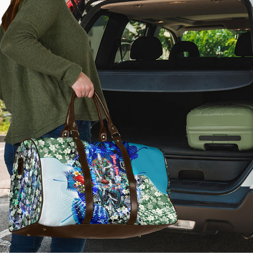Personalized Port Adelaide Football Power Travel Bag Tropical Hibiscus Flowers - Pacific Fusion Style