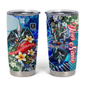 Personalized Port Adelaide Football Power Tumbler Cup Tropical Hibiscus Flowers - Pacific Fusion Style
