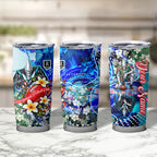 Personalized Port Adelaide Football Power Tumbler Cup Tropical Hibiscus Flowers - Pacific Fusion Style