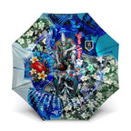 Personalized Port Adelaide Football Power Umbrella Tropical Hibiscus Flowers - Pacific Fusion Style