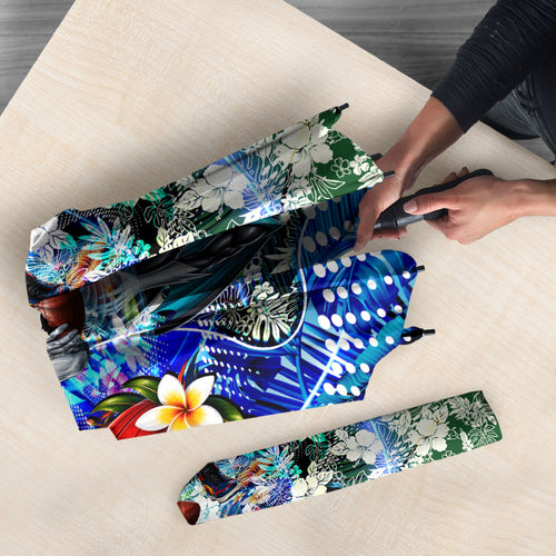 Personalized Port Adelaide Football Power Umbrella Tropical Hibiscus Flowers - Pacific Fusion Style