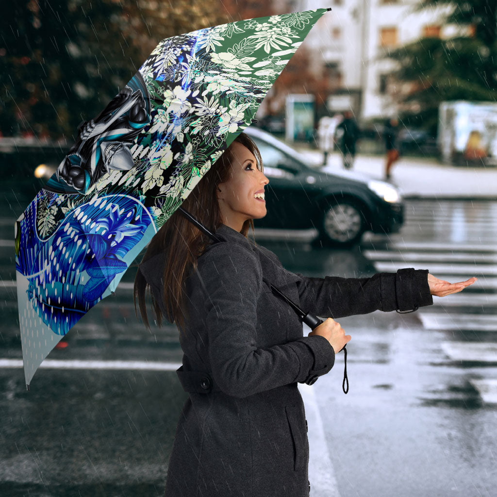 Personalized Port Adelaide Football Power Umbrella Tropical Hibiscus Flowers - Pacific Fusion Style