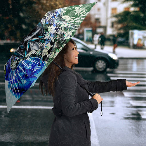 Personalized Port Adelaide Football Power Umbrella Tropical Hibiscus Flowers - Pacific Fusion Style