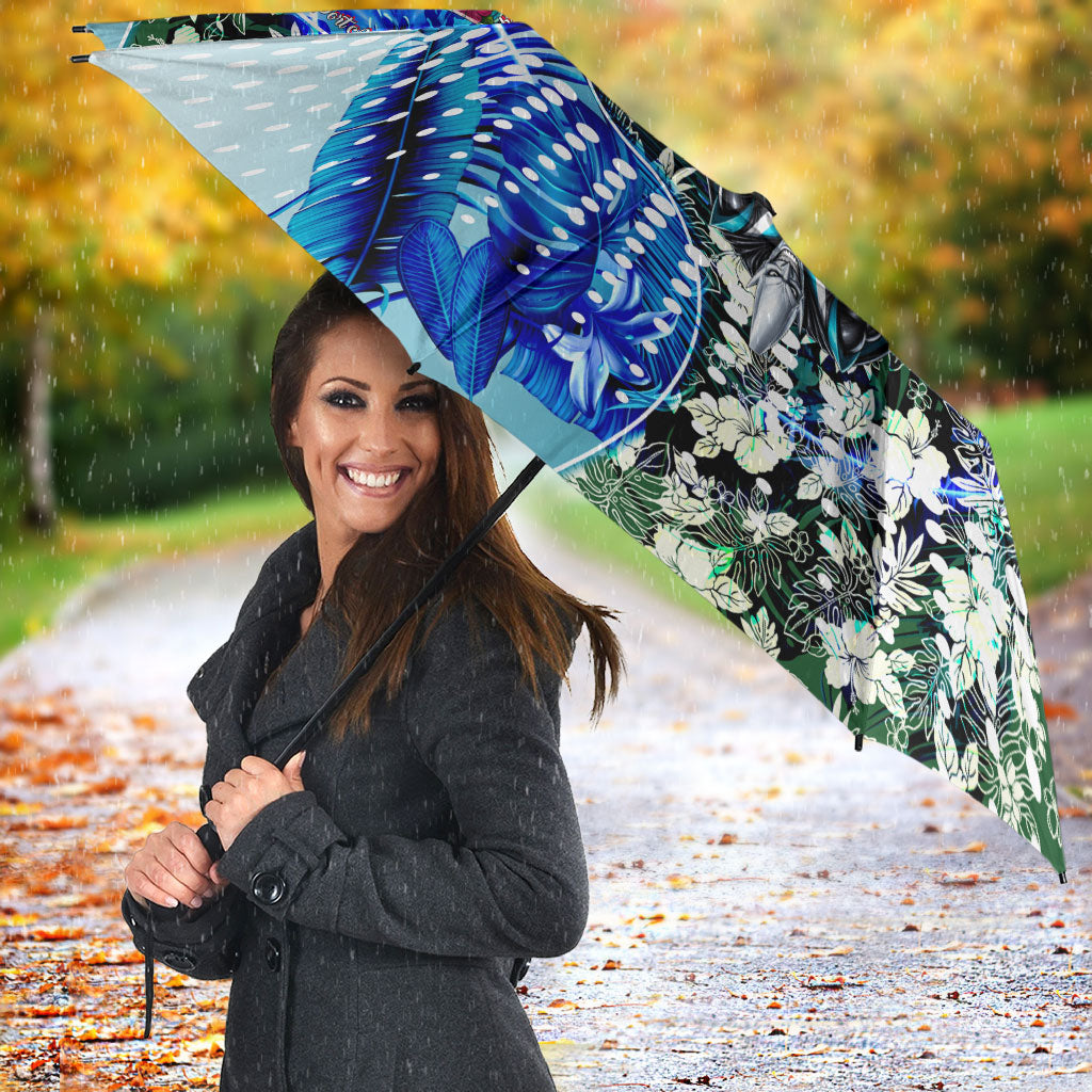 Personalized Port Adelaide Football Power Umbrella Tropical Hibiscus Flowers - Pacific Fusion Style
