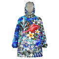 Personalized Port Adelaide Football Power Wearable Blanket Hoodie Tropical Hibiscus Flowers - Pacific Fusion Style
