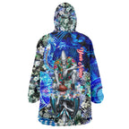 Personalized Port Adelaide Football Power Wearable Blanket Hoodie Tropical Hibiscus Flowers - Pacific Fusion Style