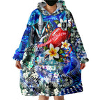 Personalized Port Adelaide Football Power Wearable Blanket Hoodie Tropical Hibiscus Flowers - Pacific Fusion Style