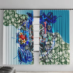 Personalized Port Adelaide Football Power Window Curtain Tropical Hibiscus Flowers - Pacific Fusion Style