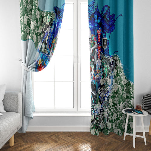 Personalized Port Adelaide Football Power Window Curtain Tropical Hibiscus Flowers - Pacific Fusion Style