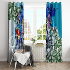 Personalized Port Adelaide Football Power Window Curtain Tropical Hibiscus Flowers - Pacific Fusion Style