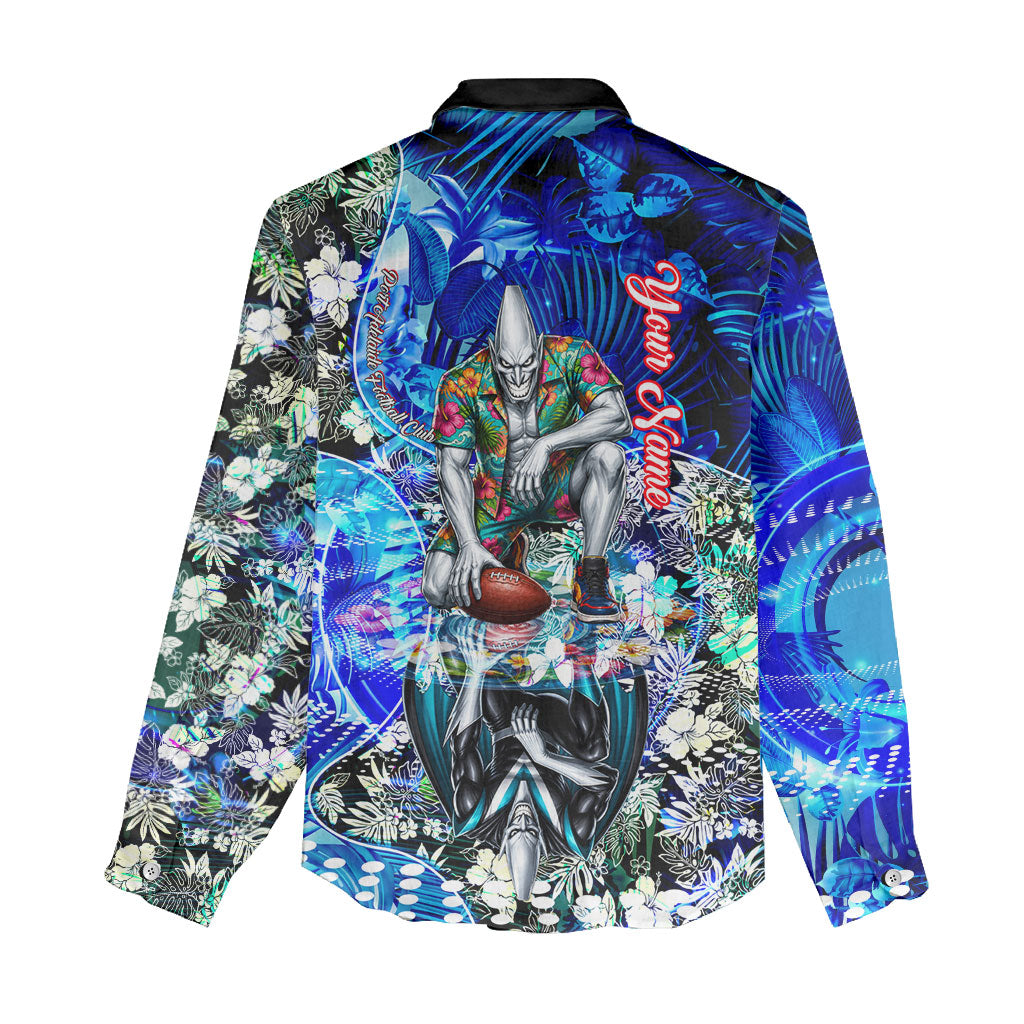 Personalized Port Adelaide Football Power Women Casual Shirt Tropical Hibiscus Flowers - Pacific Fusion Style