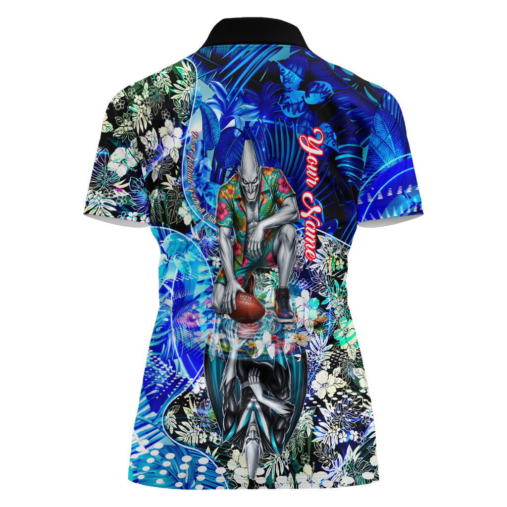 Personalized Port Adelaide Football Power Women Polo Shirt Tropical Hibiscus Flowers - Pacific Fusion Style