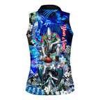 Personalized Port Adelaide Football Power Women Sleeveless Polo Shirt Tropical Hibiscus Flowers - Pacific Fusion Style