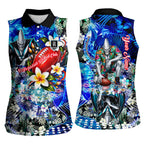 Personalized Port Adelaide Football Power Women Sleeveless Polo Shirt Tropical Hibiscus Flowers - Pacific Fusion Style