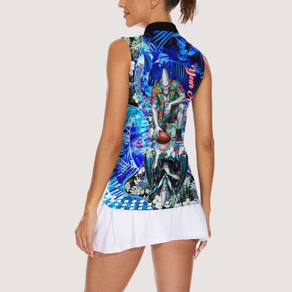 Personalized Port Adelaide Football Power Women Sleeveless Polo Shirt Tropical Hibiscus Flowers - Pacific Fusion Style
