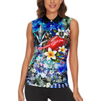 Personalized Port Adelaide Football Power Women Sleeveless Polo Shirt Tropical Hibiscus Flowers - Pacific Fusion Style