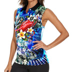 Personalized Port Adelaide Football Power Women Sleeveless Polo Shirt Tropical Hibiscus Flowers - Pacific Fusion Style