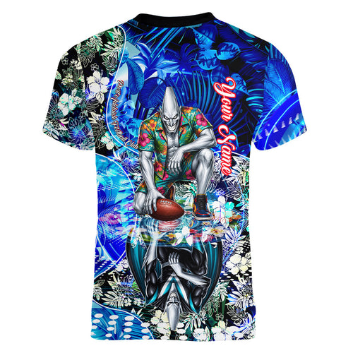 Personalized Port Adelaide Football Power Women V-Neck T-Shirt Tropical Hibiscus Flowers - Pacific Fusion Style